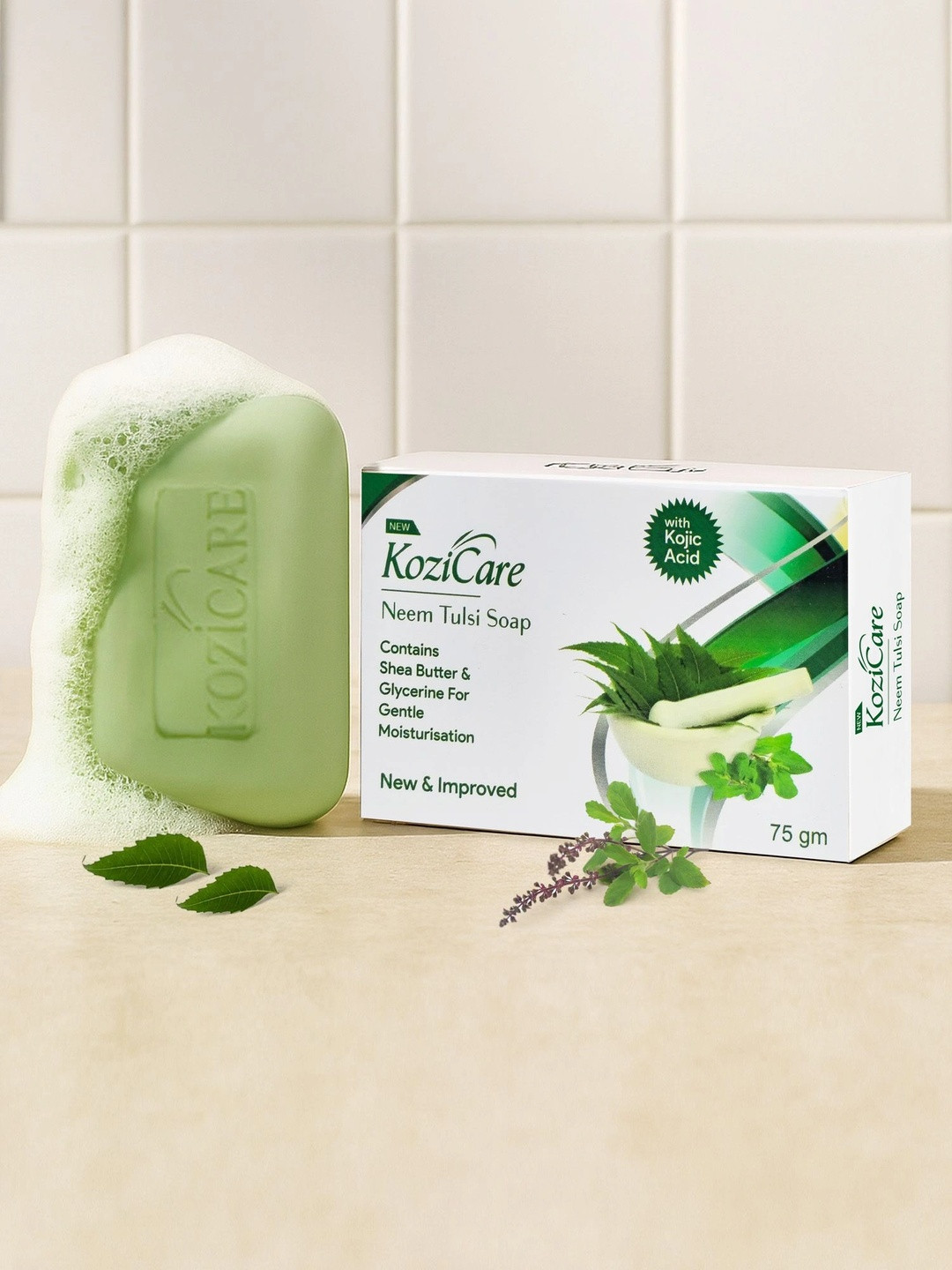 KOZICARE Neem Tulsi Soap With Kojic Acid - 75 g