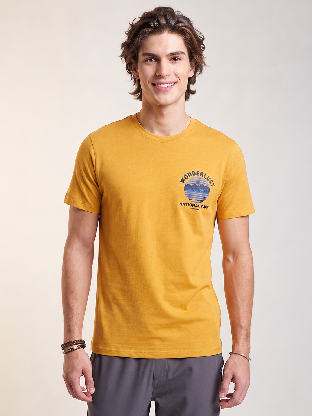 The Roadster Lifestyle Co Printed Cotton Round Neck T-shirt