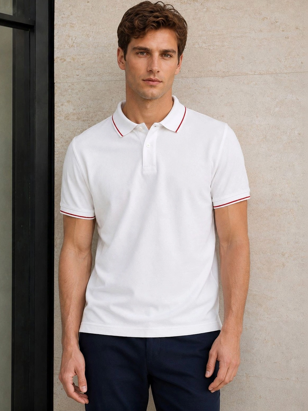 HERE&NOW Men Polo Collar T-shirt