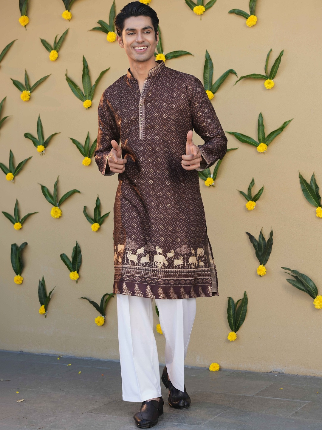 Anouk Men Geometric Printed Kurta