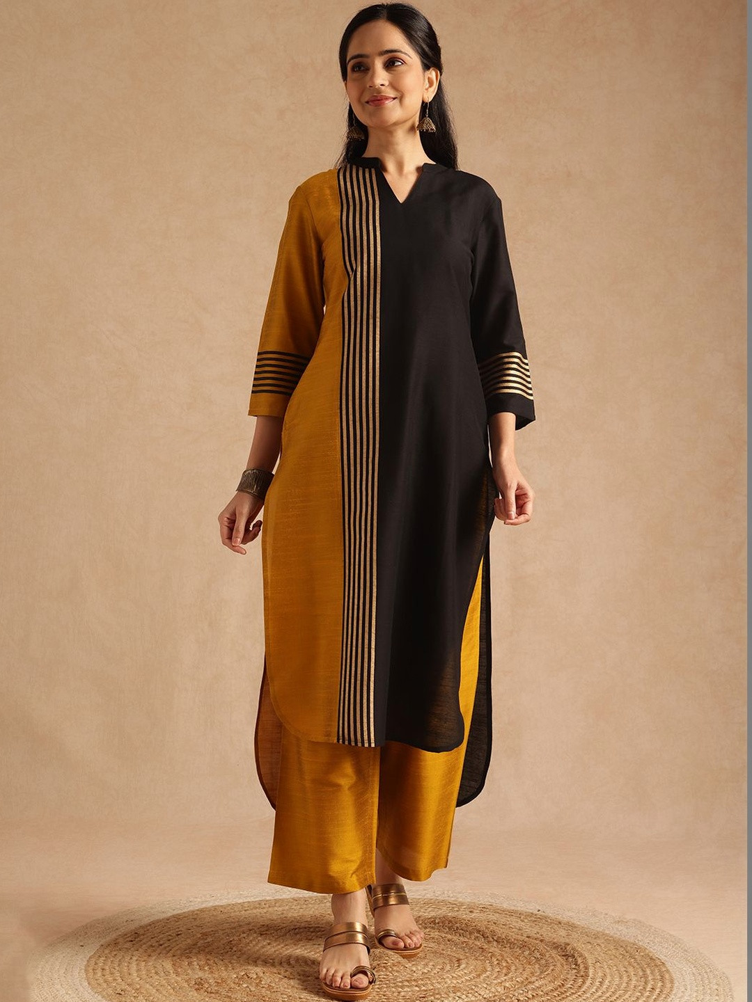 Anouk Women Printed Panelled Kurta with Palazzos & Navratri Outfit