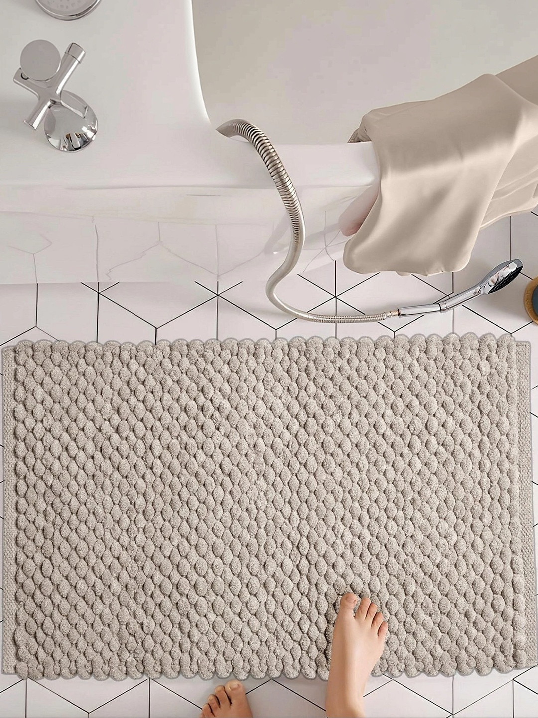 Homzz Beige Anti-Skid Chenille Floor Mat