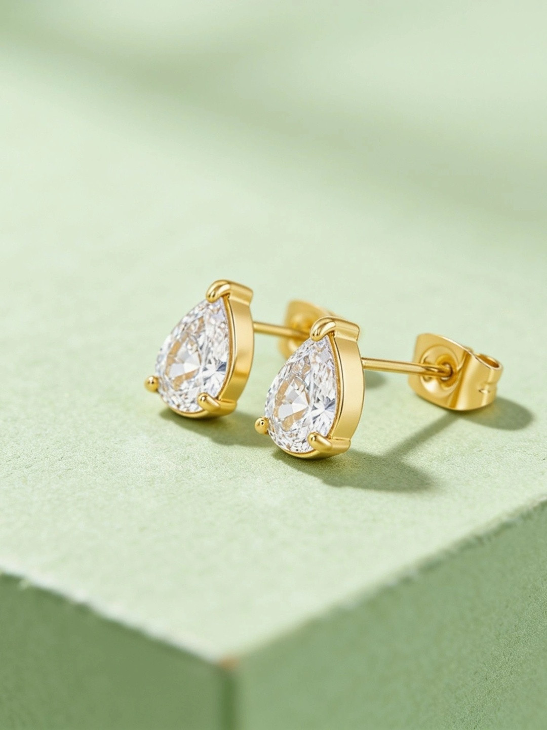 ELRA 18k Gold Plated Stainless Steel Waterproof & Anti-Tarnish Eternal Pear Studs