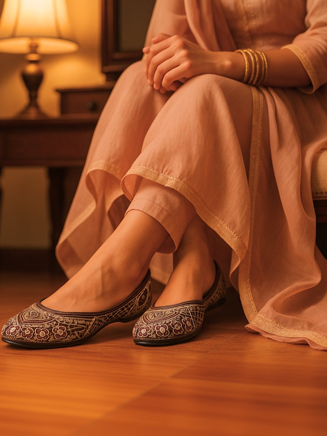 Anouk Women Embellished Ethnic Mojaris with Embroidered Flats