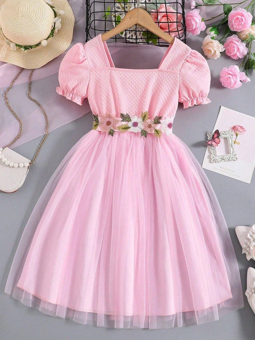 SHUBH BELLA Puff Sleeve A-Line Dress