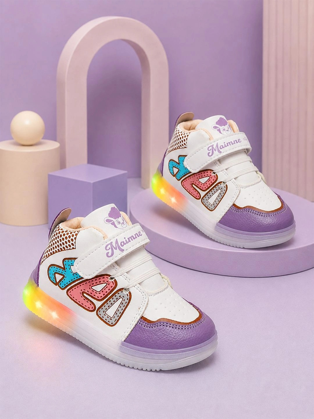 MAIMNE Unisex Kids Colourblocked LED Sneakers