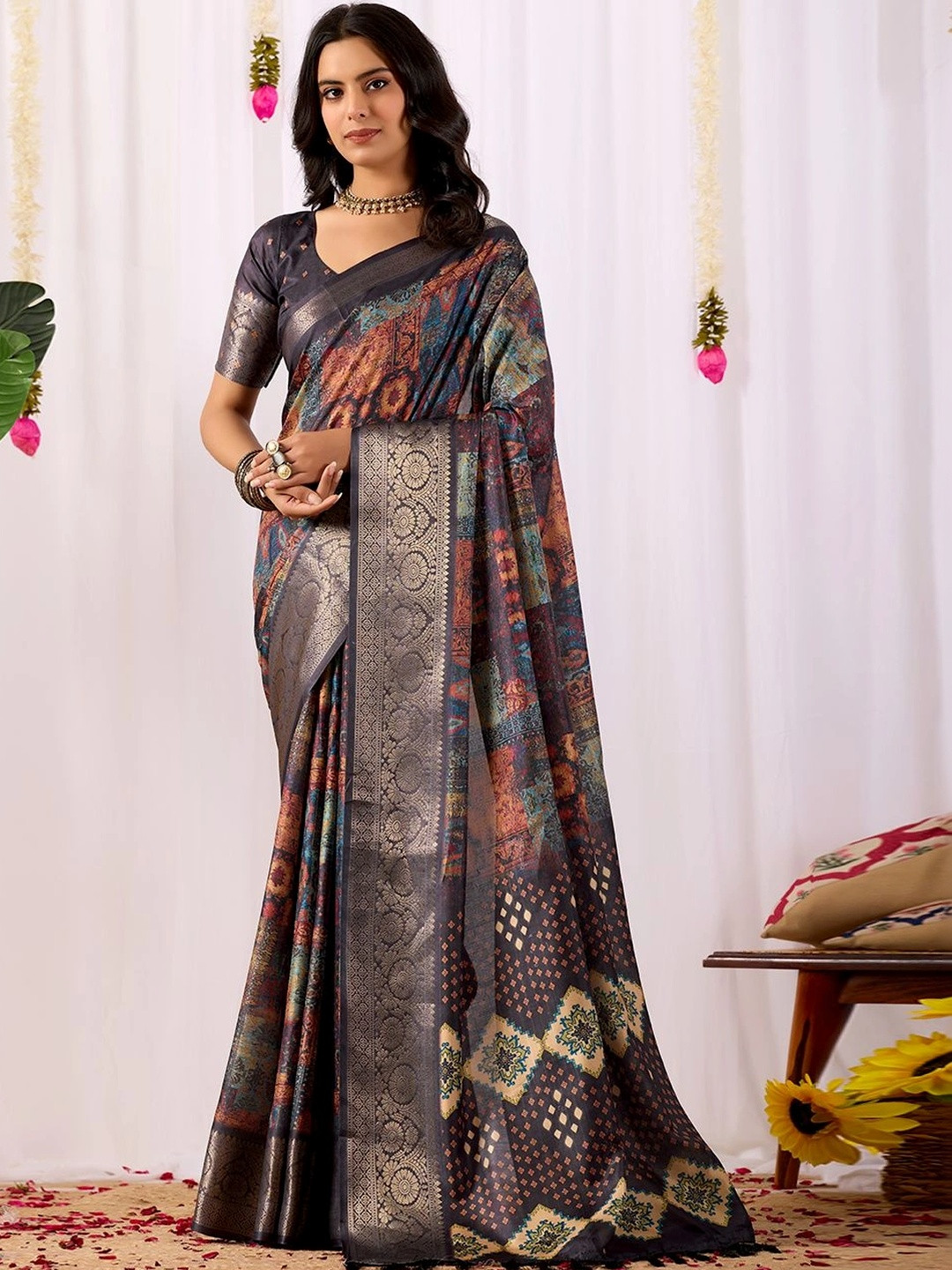 DHANLAXMI SAREES Ethnic Motifs Zari Silk Cotton Fusion Kota Saree