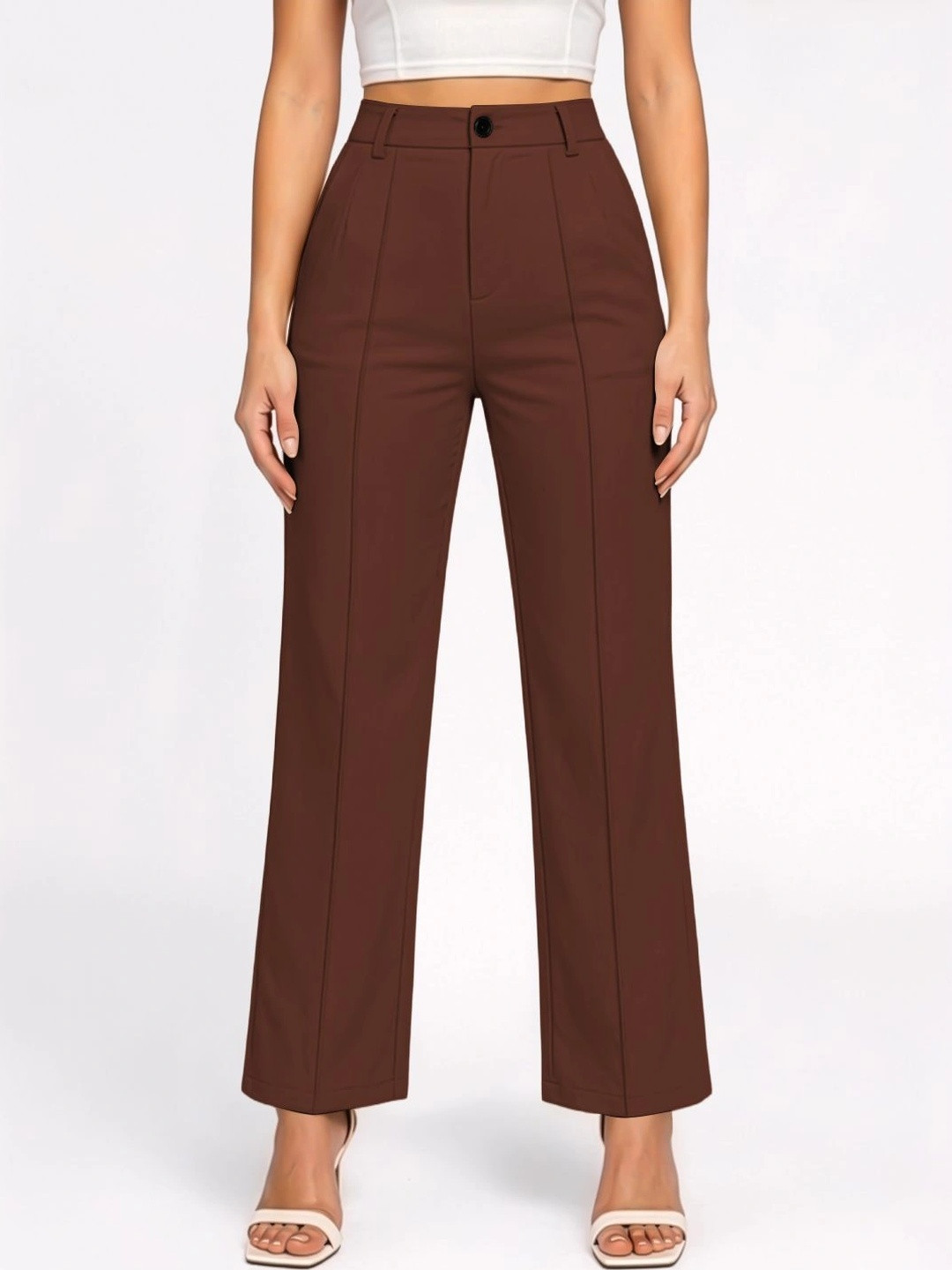 Maheshvi Women Straight Fit High-Rise Trousers