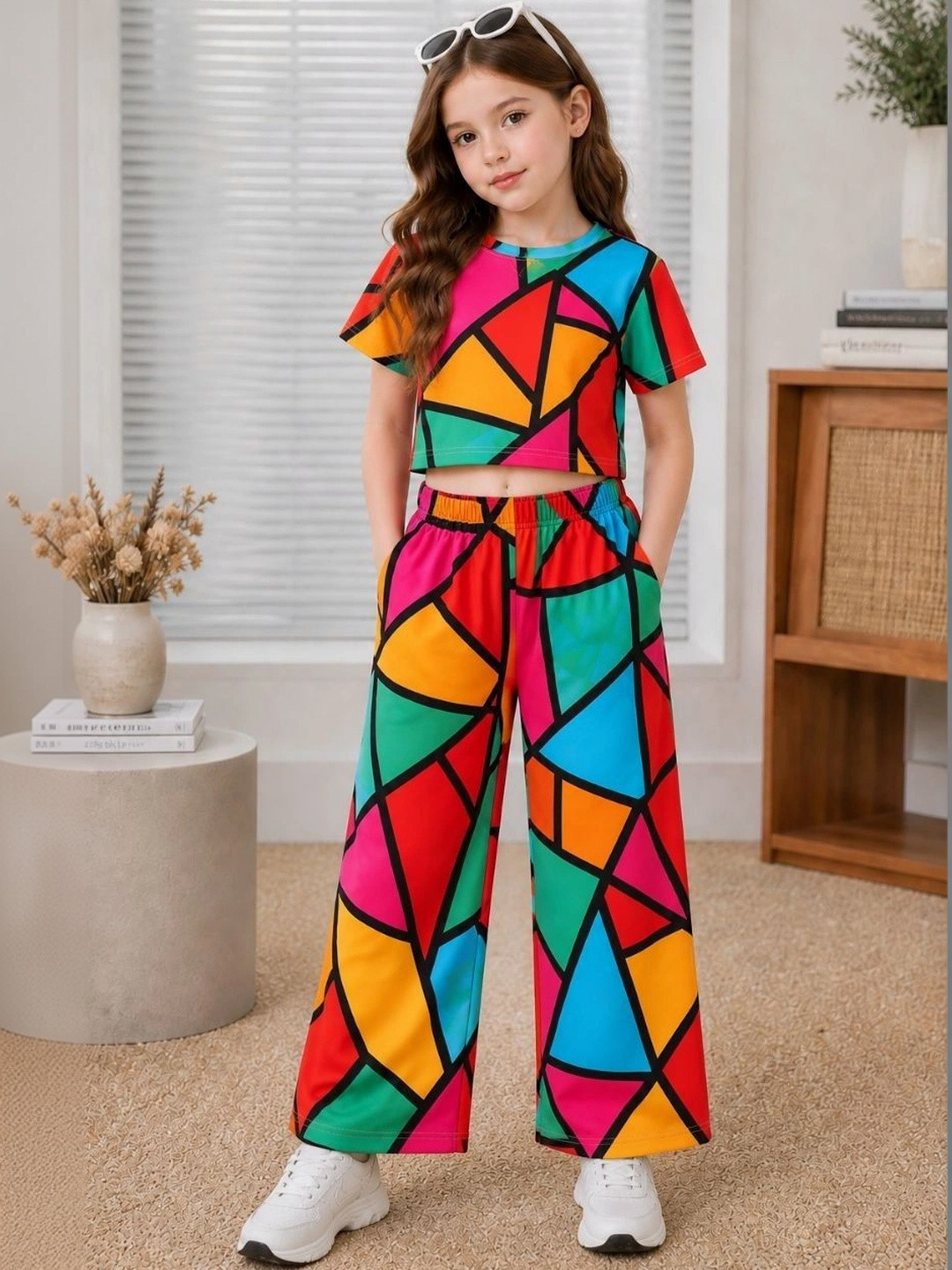 TOGEPI Cotton Printed T-shirt with Palazzos