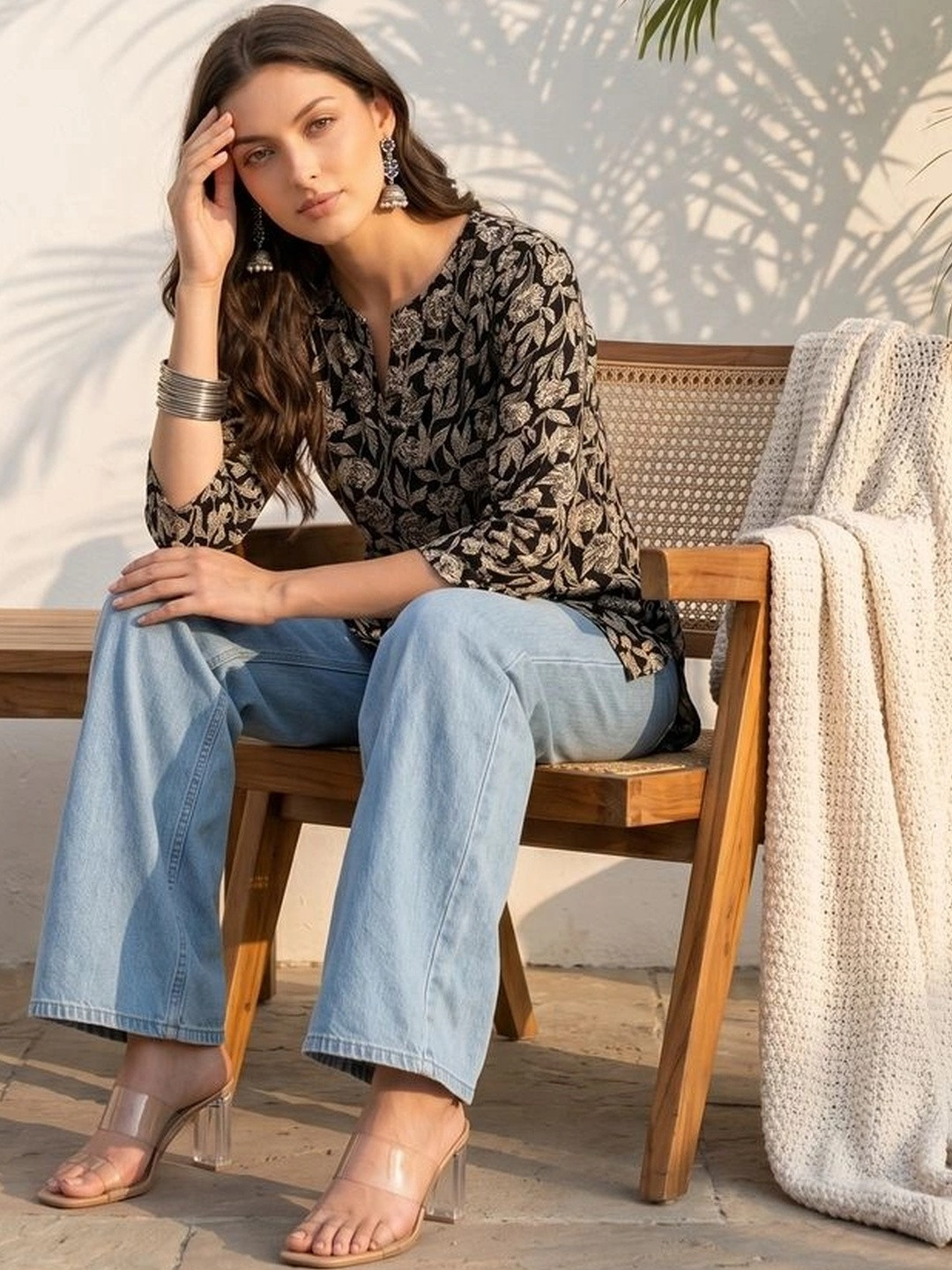 PURSHOTTAM WALA Floral Print Ethnic Top