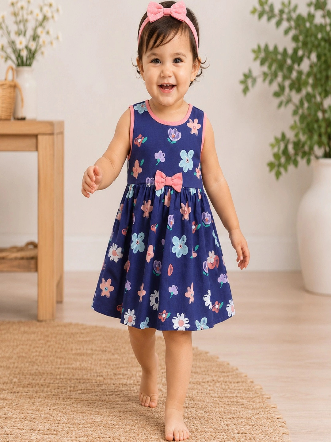 mama & bebe Baby Girls Floral Print Fit & Flare Dress