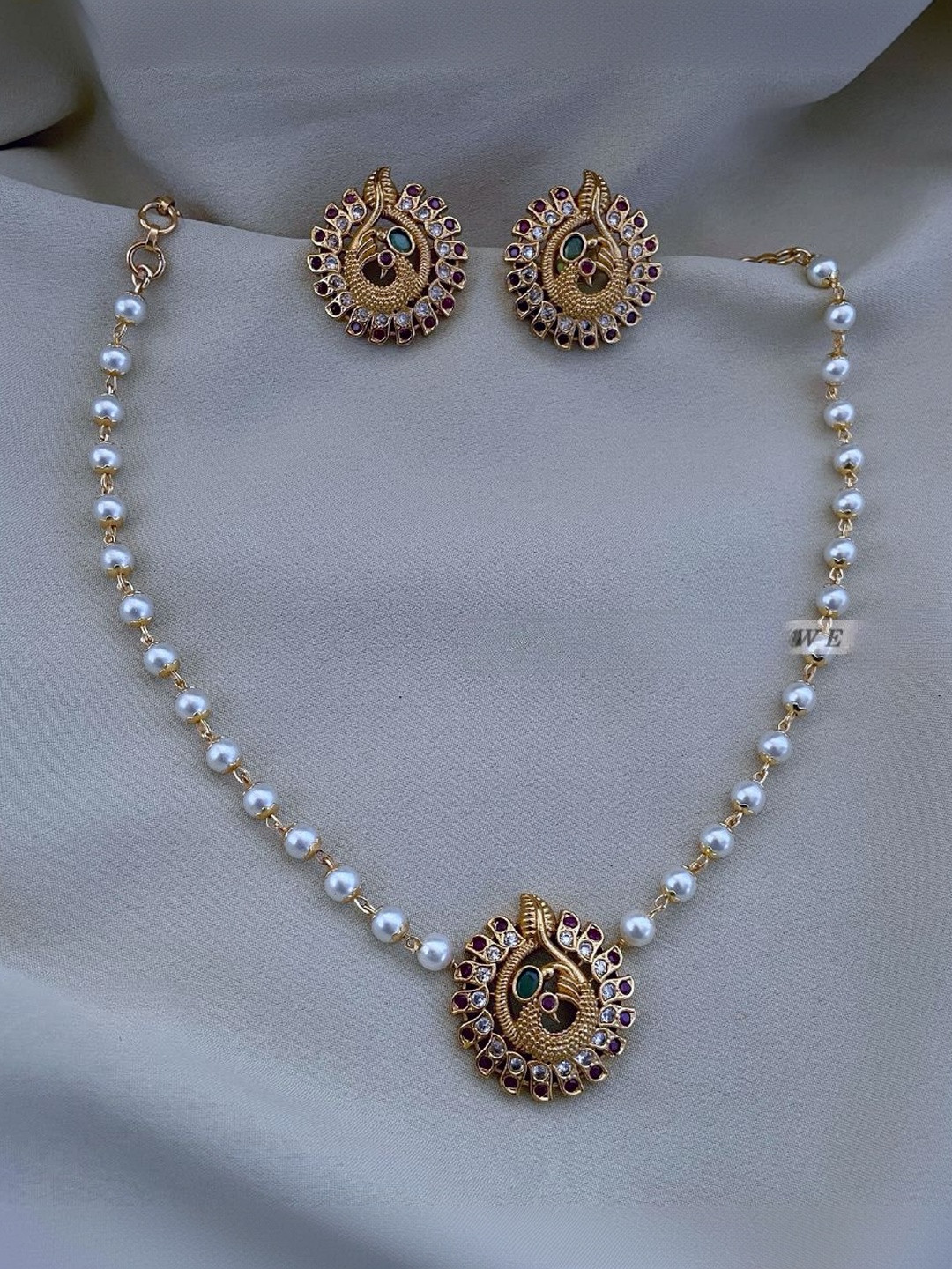 Anouk Gold-Plated Stone-Studded & Beaded Jewellery Set