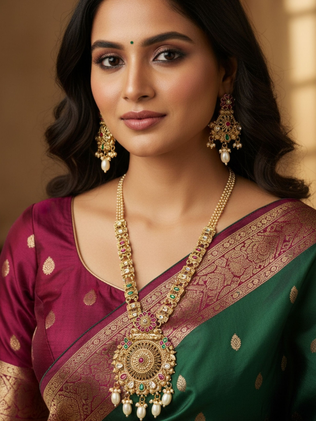 Anouk Women Gold-Plated Brass Artificial Stones and Beads Jewellery Set