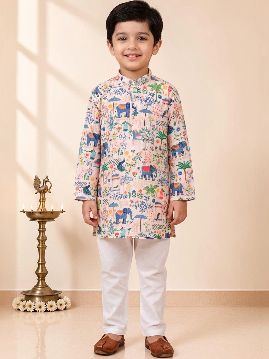 KALINI Boys Ethnic Motifs Printed Regular Kurta with Pyjamas
