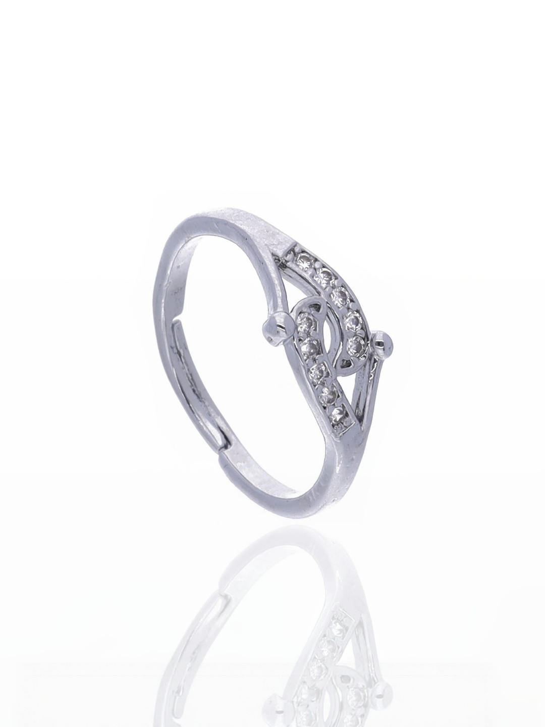 Anouk Women Silver-Plated American Diamond Finger Ring