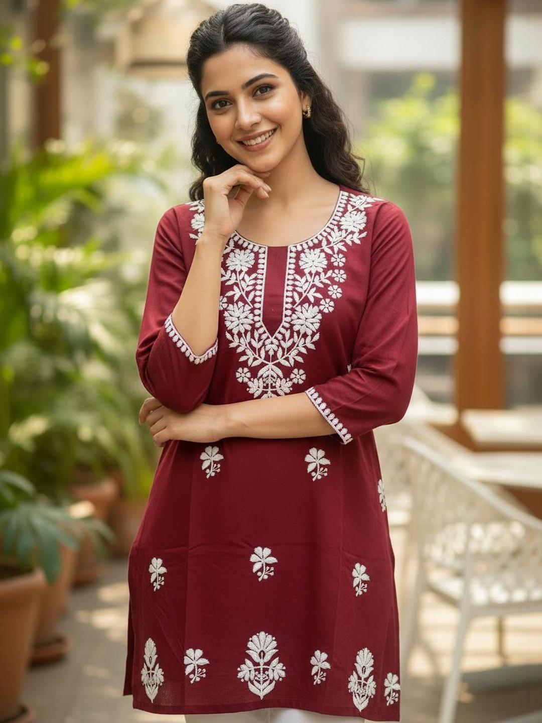Anouk Ethnic Motifs Embroidered Thread Work Thread Work Kurti