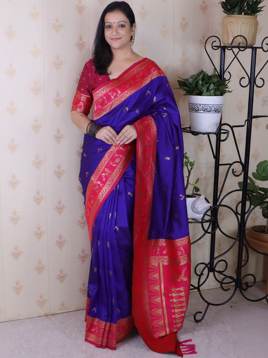 Anouk Ethnic Motifs Zari Silk Blend Fashion Saree