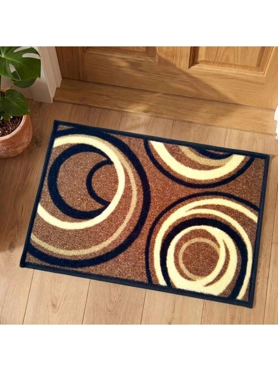 Athom Trendz Brown Floral Printed Anti-Slip Doormat 57x37 cm