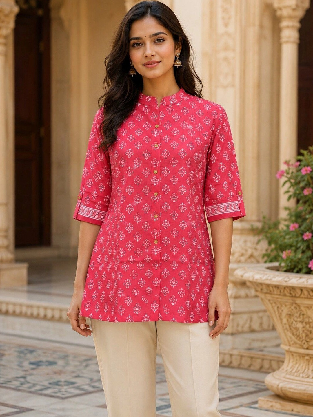 HERE&NOW X Minu Fashions Ethnic Motifs Printed Pure Cotton Kurti