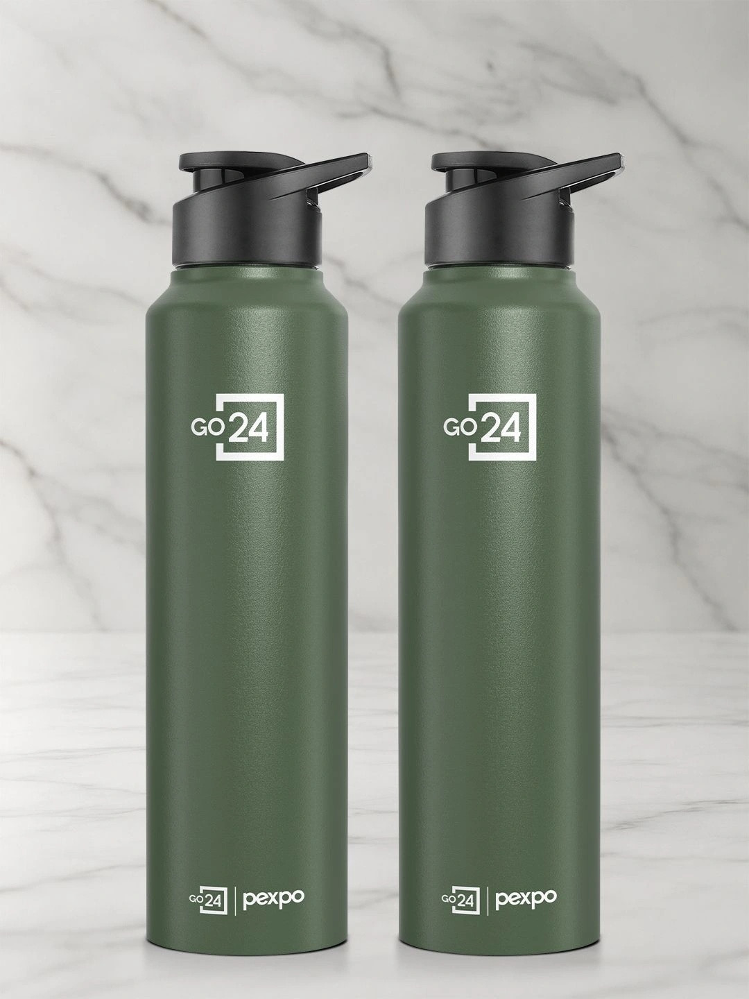 Go24 Chromo - Xtreme Green Solid Stainless Steel Spill Proof 2 Piece Sipper - 1L