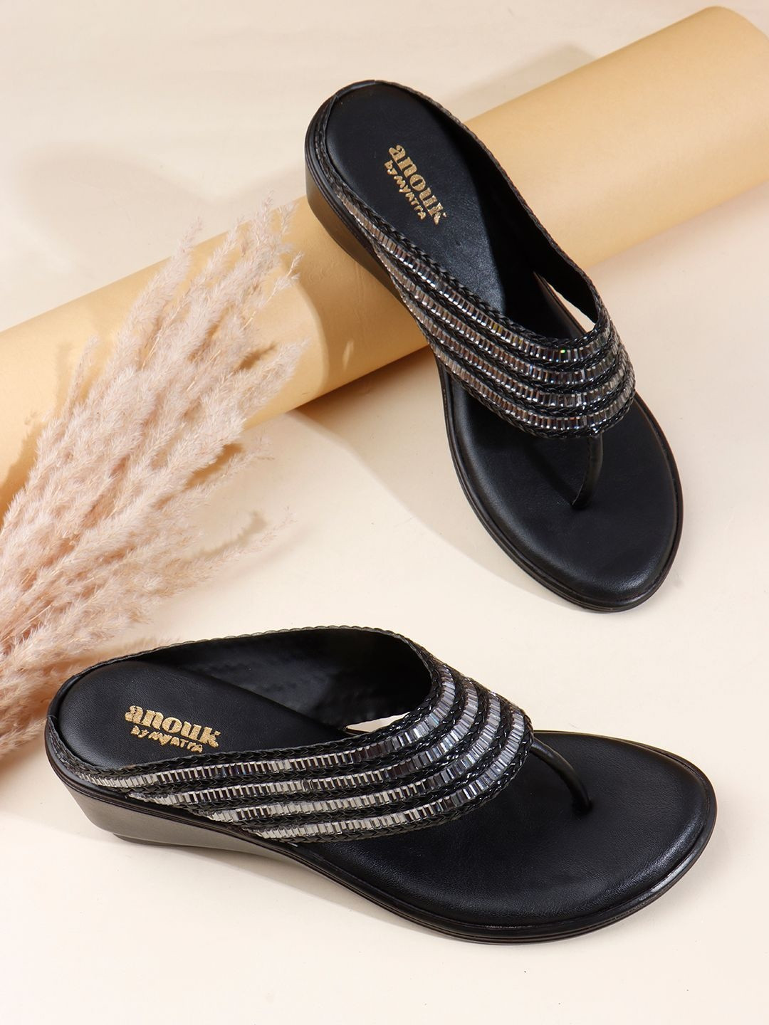 Anouk Women Embellished Open Toe Wedge Heels Sandals