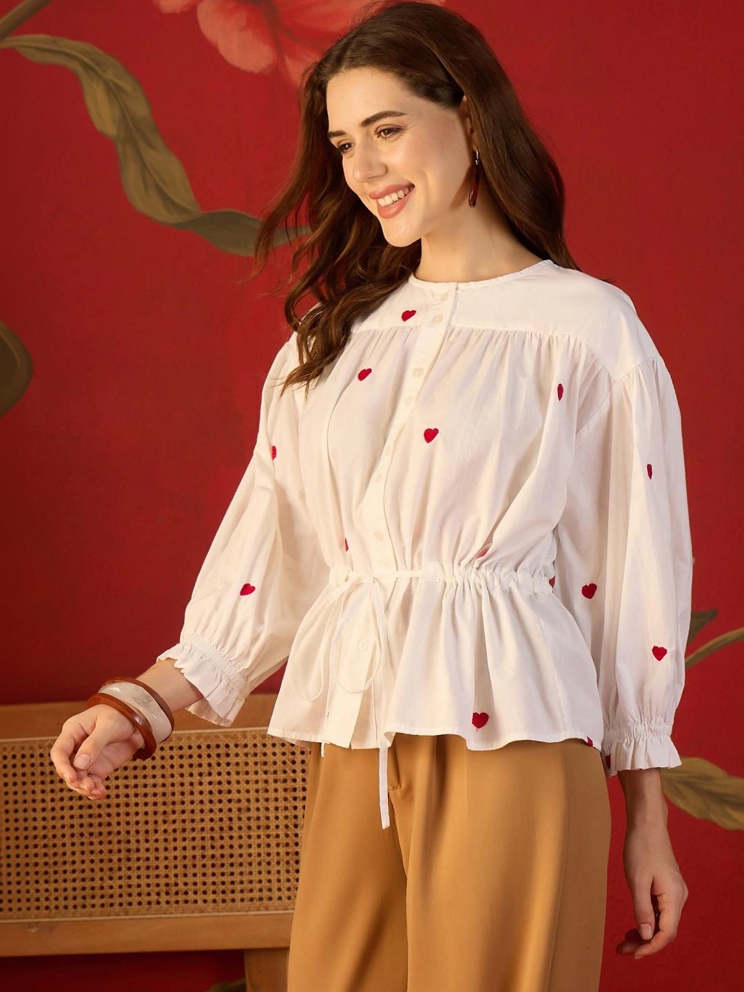 Sangria Print Cotton Top