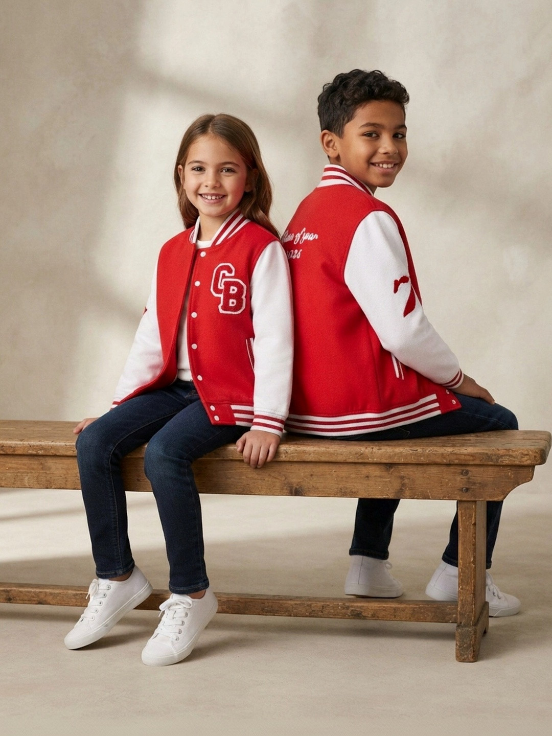 Chuckleberrie Unisex Kids Typography Colourblocked Outdoor Varsity Jacket with Embroidered