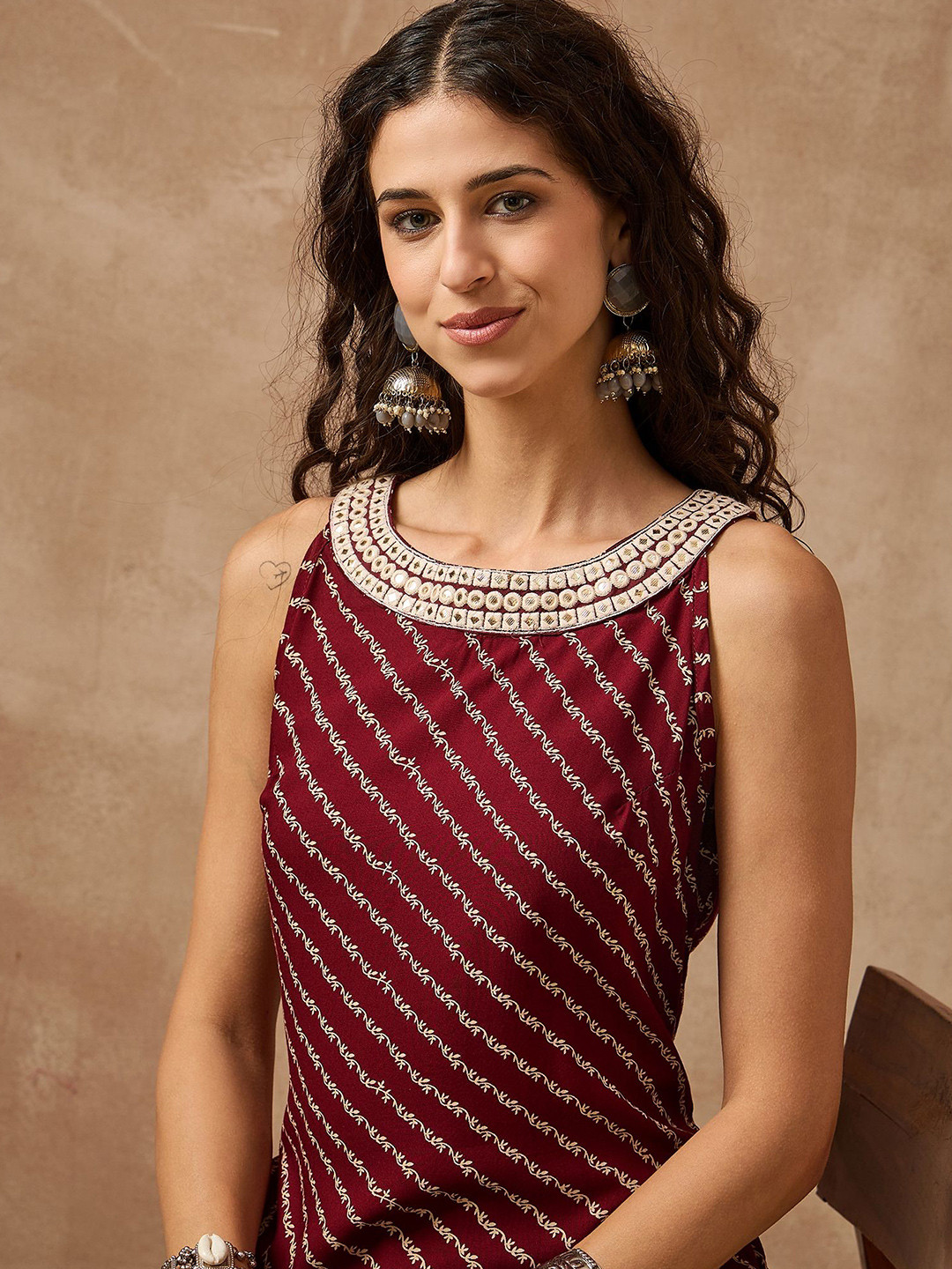 Anouk Women Leheriya Printed Daily Straight Kurta