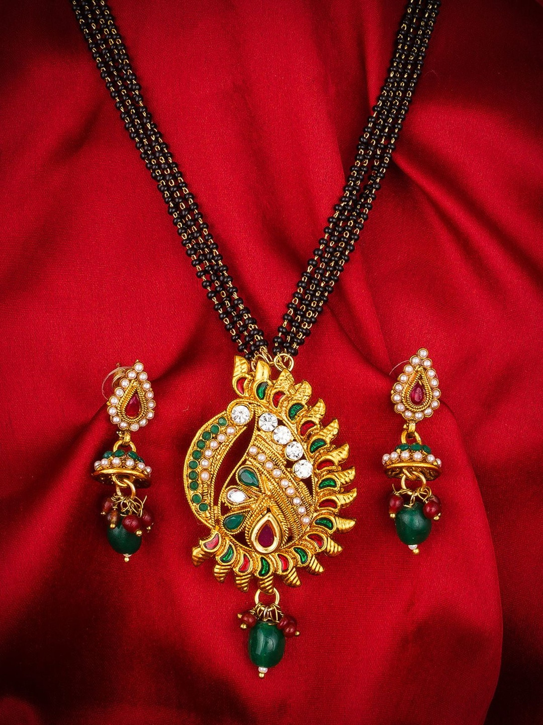Anouk Gold-Plated Artificial Stones and Beads Mangalsutra
