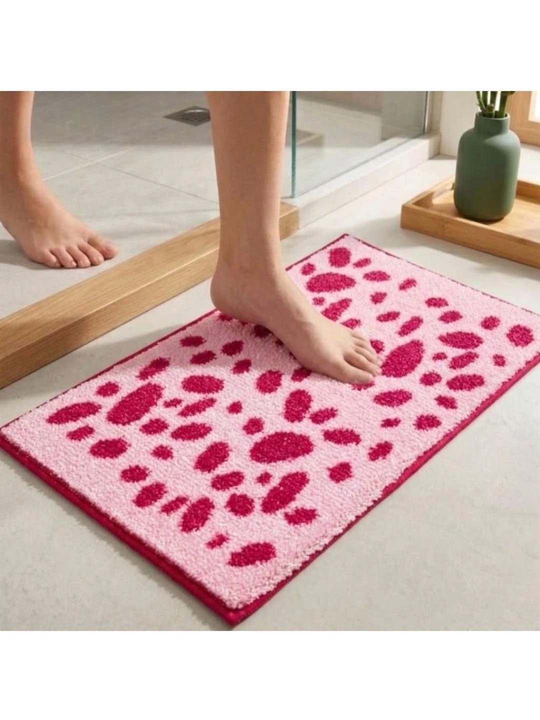Athom Trendz Pink Printed Anti-Slip Bathmat 58x38 cm