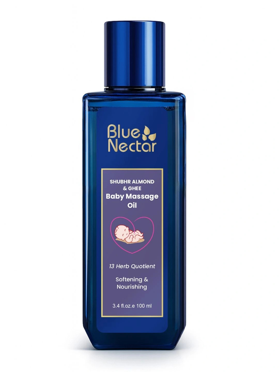 Blue Nectar Ayurvedic Shubhr Baby Body Massage Oil with Organic Ghee & Almond Oil - 100ml