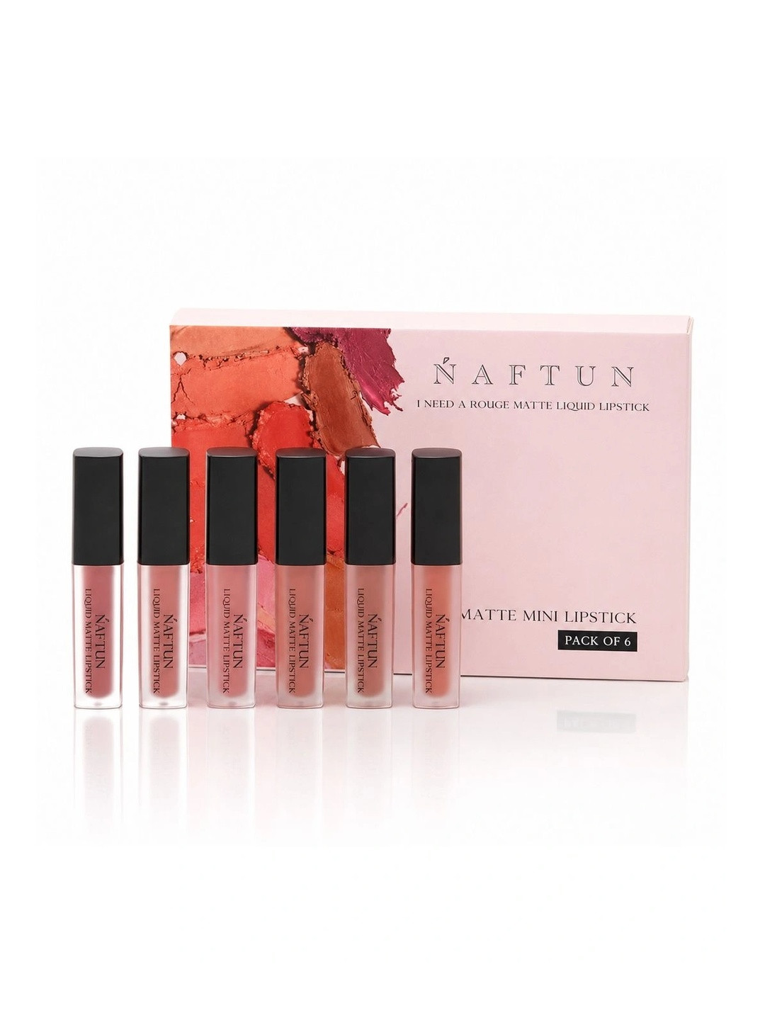 NAFTUN BEAUTY Set Of 6 Creme Matte Mini Liquid Lipsticks - 3.5 ml Each