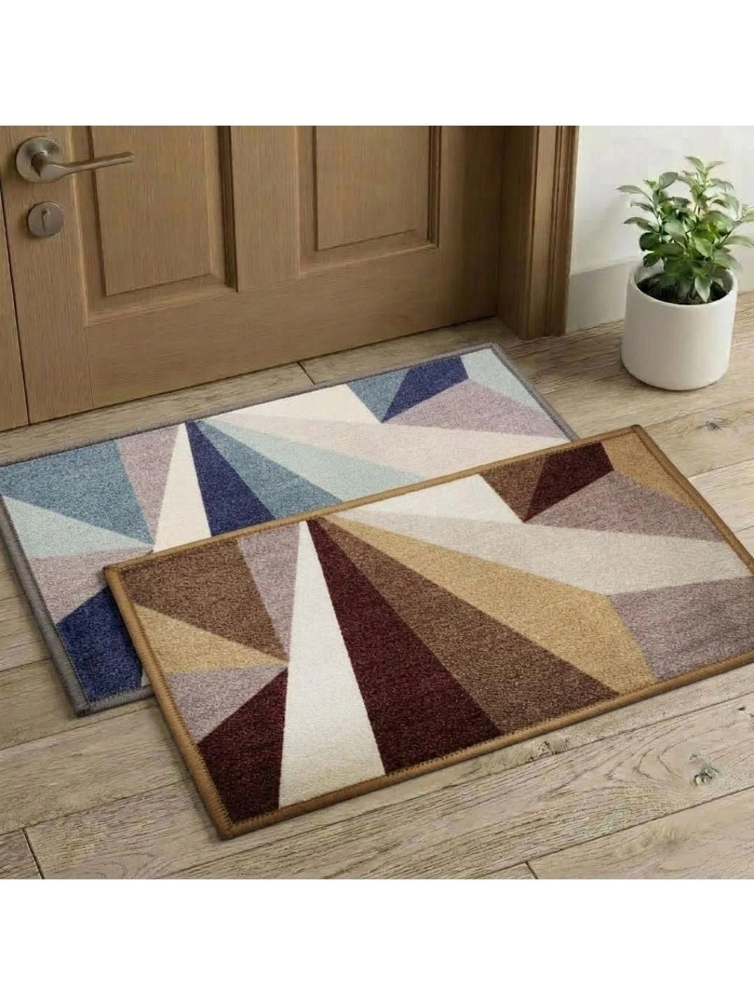 Athom Trendz Multicolor Set of 2 Floral Printed Anti Slip Doormat 57x37cm