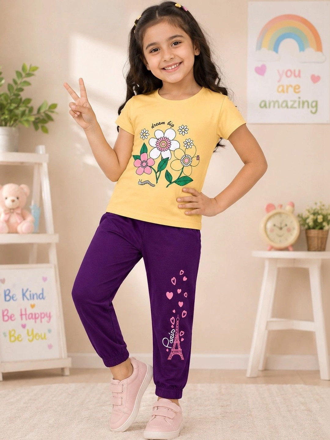 FAZZA FAZZA Girls Printed T-shirt with Pyjamas