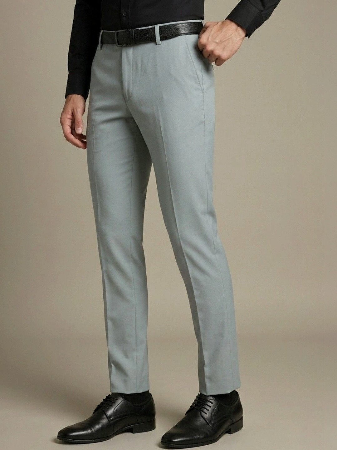 encore by INVICTUS Men Slim Fit Formal Cotton Trousers