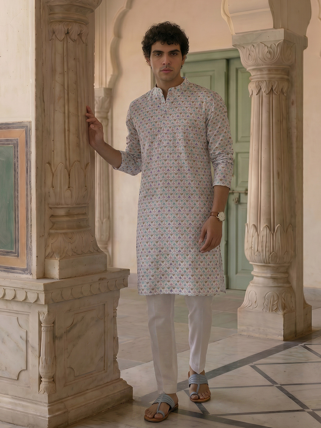 Anouk Ethnic Motifs Printed Mandarin Collar Kurta