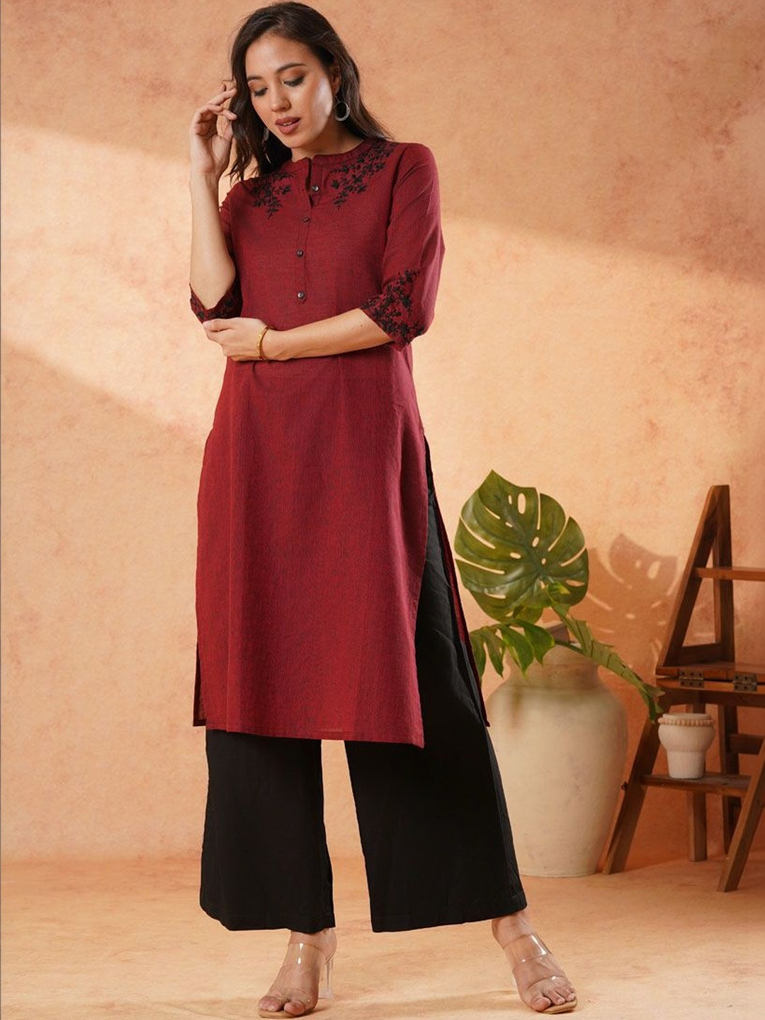 Anouk Women Ethnic Motifs Embroidered Kurta