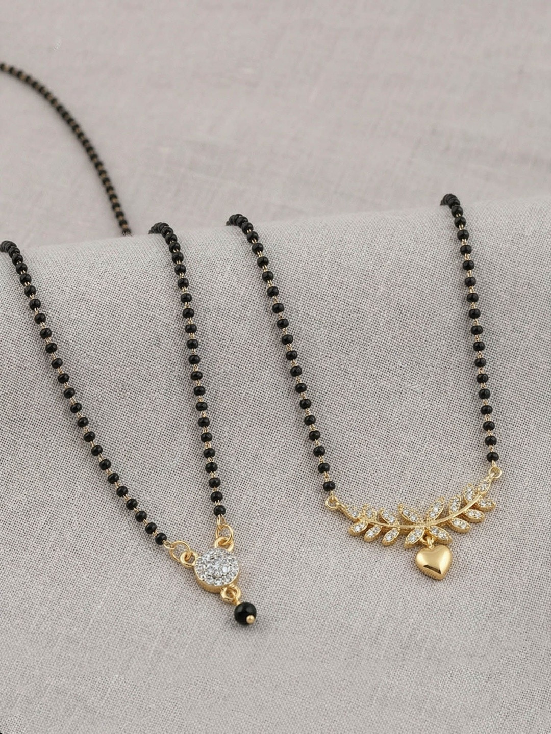 Anouk Set Of 2 Stones-Studded & Beaded Mangalsutra