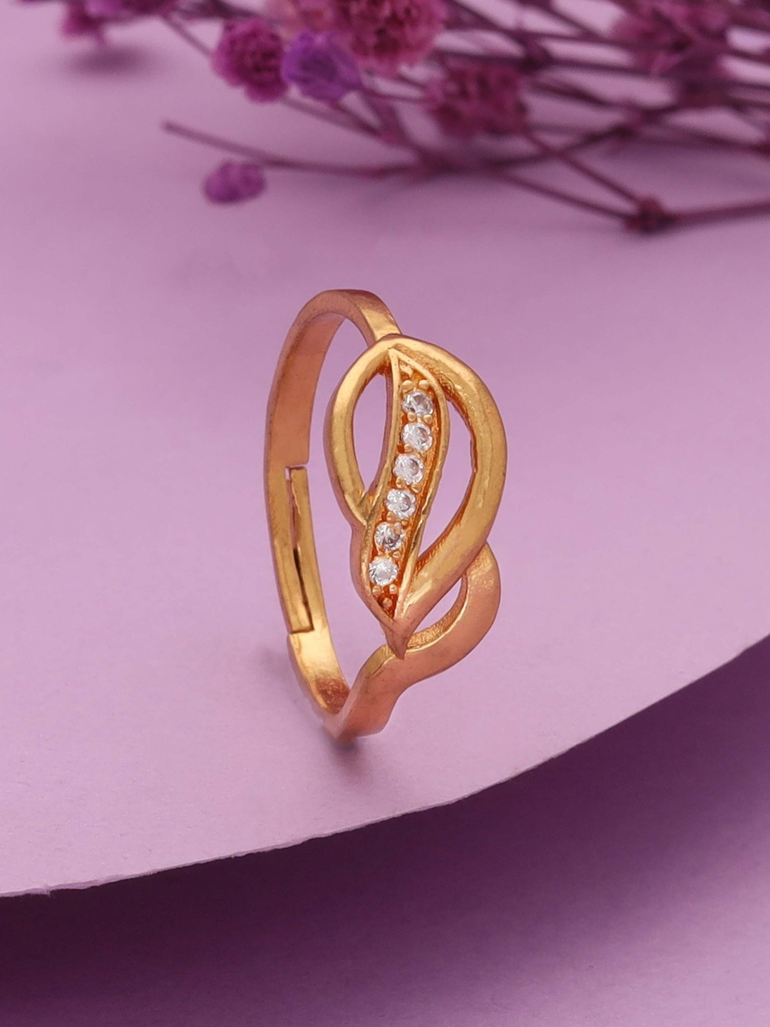 Anouk Gold-Plated American Diamond Studded Finger Ring