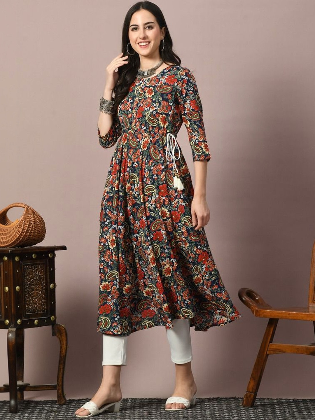 Anouk Floral Printed Anarkali Kurta