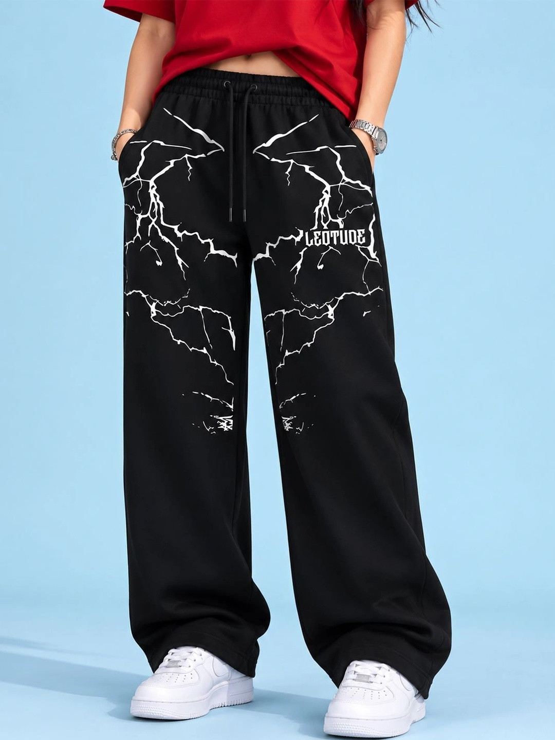 Leotude Women Relaxed Fit Graphic Print Track Pants