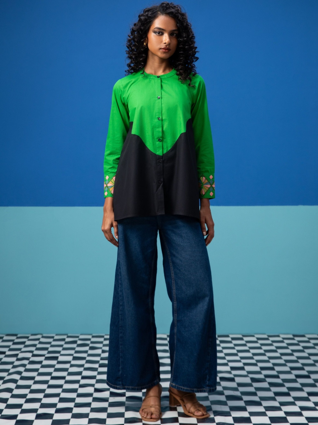 Anouk Colourblocked Cotton Top
