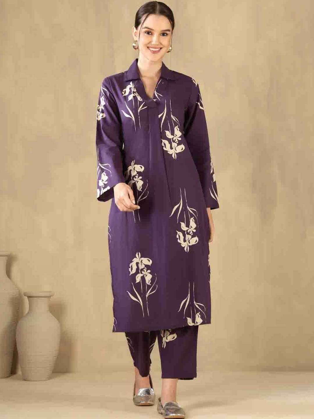 Anouk Mirage Women Floral Printed Regular Pure Cotton Kurta with Trousers
