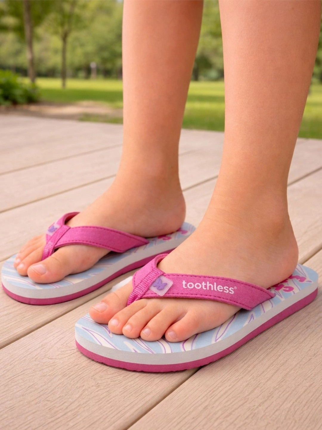Toothless Girls Pink Printed Flip Flops Slippers