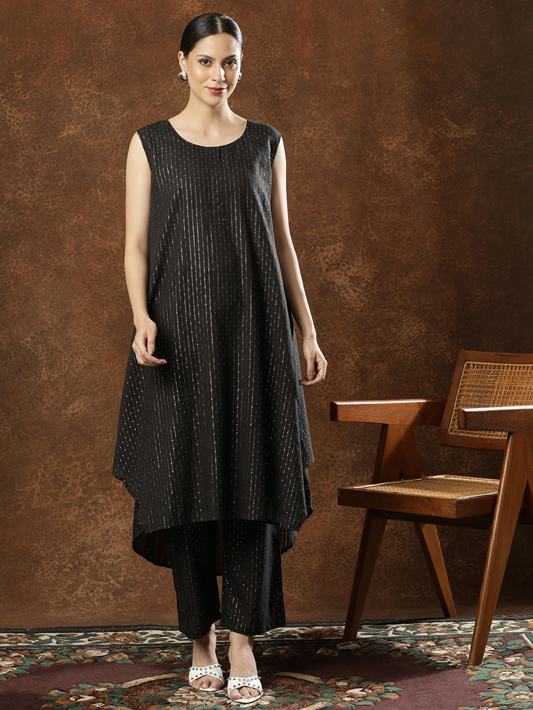 Anouk Women Printed Regular Pure Cotton Kurta with Trousers