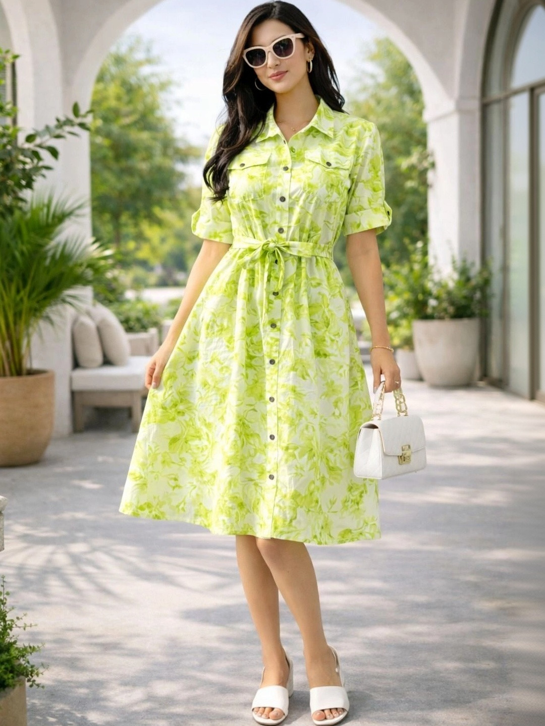 RKK COLLECTION Floral Print A-Line Dress
