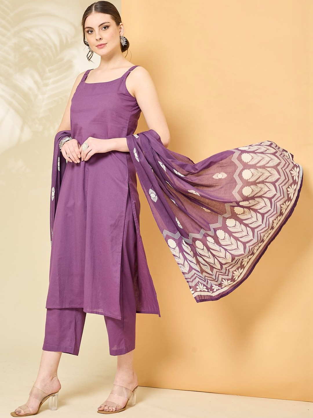 Anouk Mirage Women Ethnic Motifs Regular Pure Cotton Kurta with Trousers & With Dupatta
