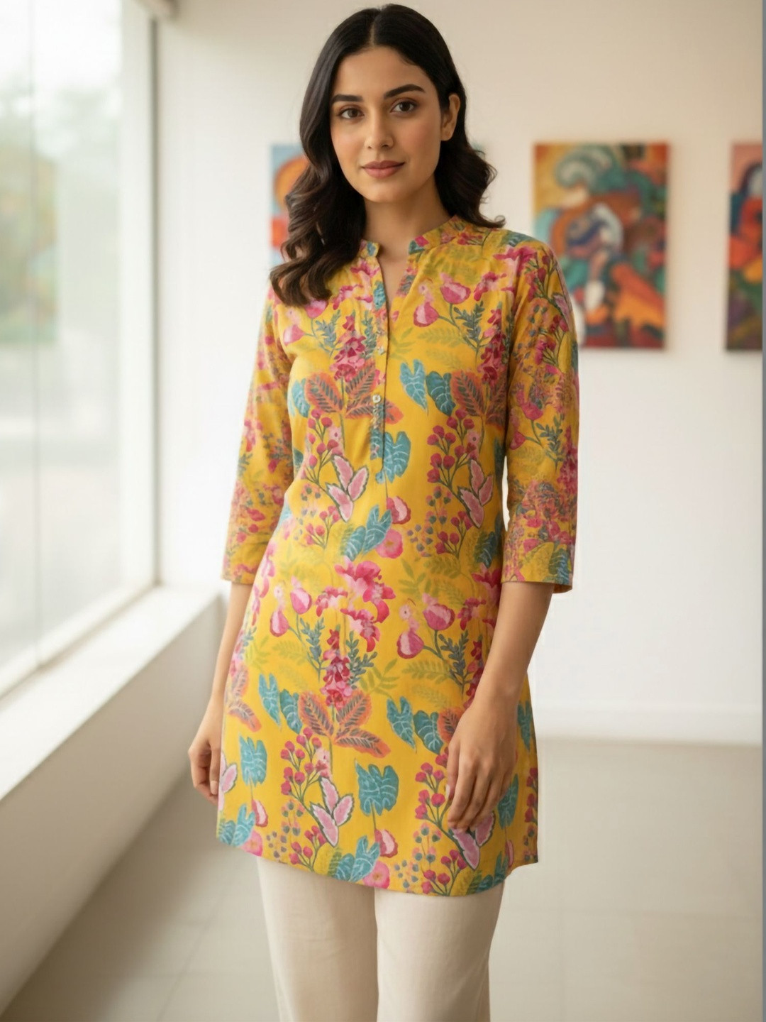 Anouk Mirage Floral Printed Pure Cotton Kurti