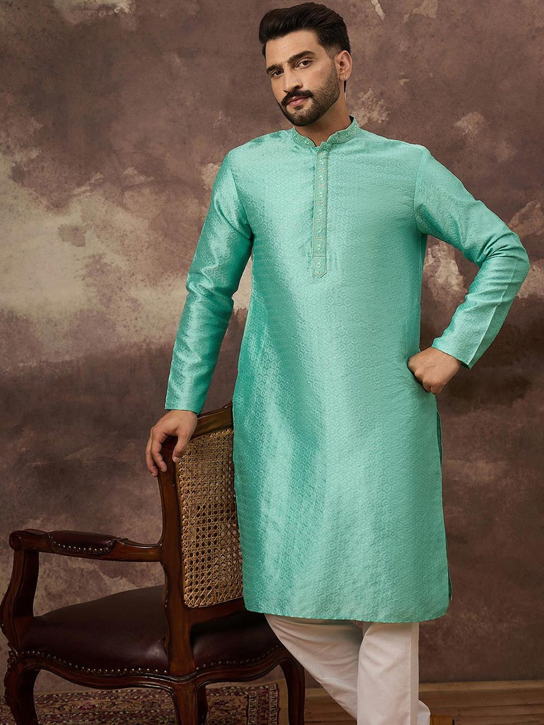 Anouk Men Solid Blended Kurtas