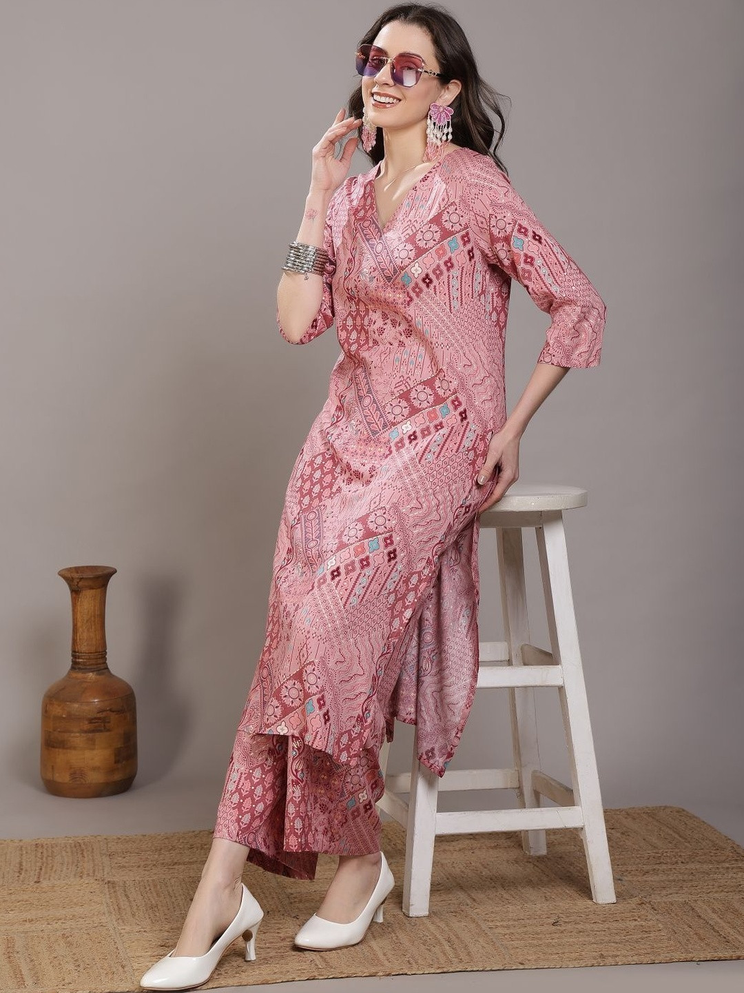 Anouk Women Ethnic Motifs Printed Regular Kurta with Palazzos